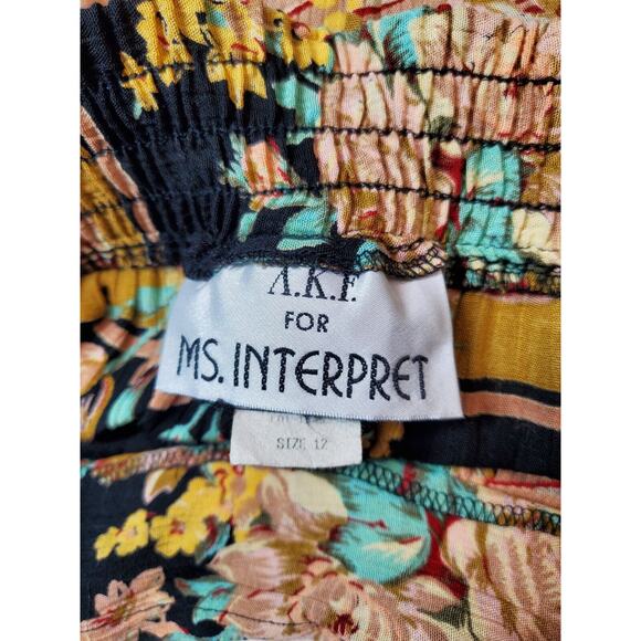 Vintage 90s Ms Interpret Womens Pants Wide Leg Crop High Rise Floral Pleated 12 - Picture 7 of 11